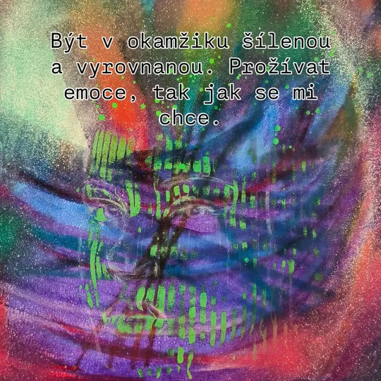 Barevný obraz s textem o prožívání emocí