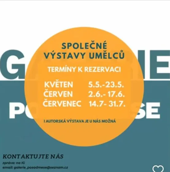 Plakát společné výstavy umělců v galerii Posaďme se