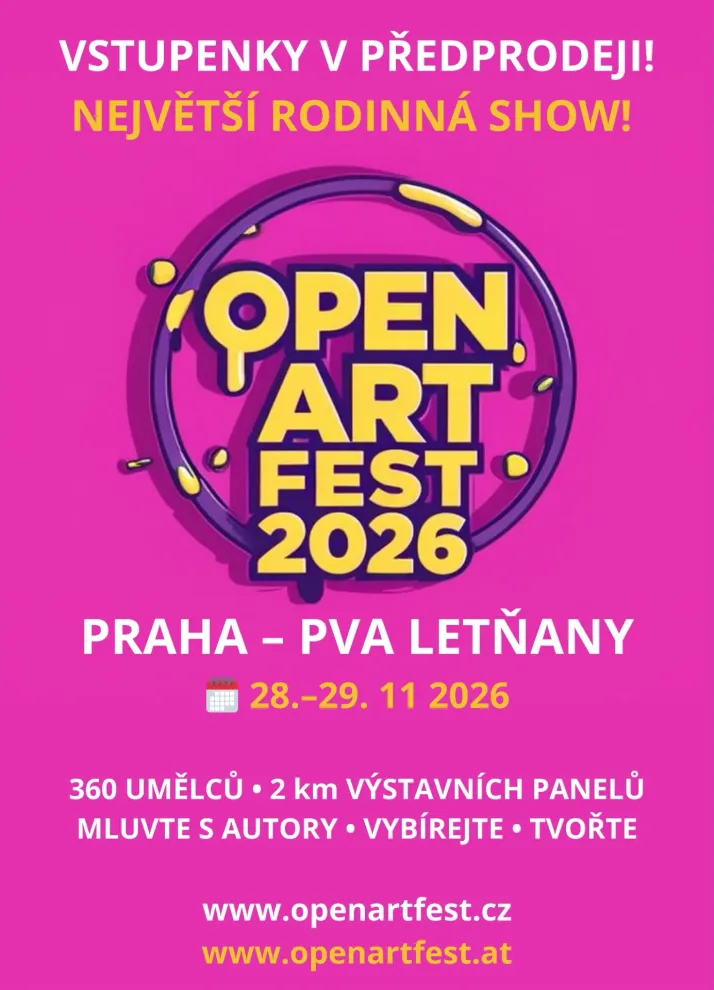 Plakát Open Art Fest 2026, 28.–29. 11. 2026, Praha – PVA Letňany